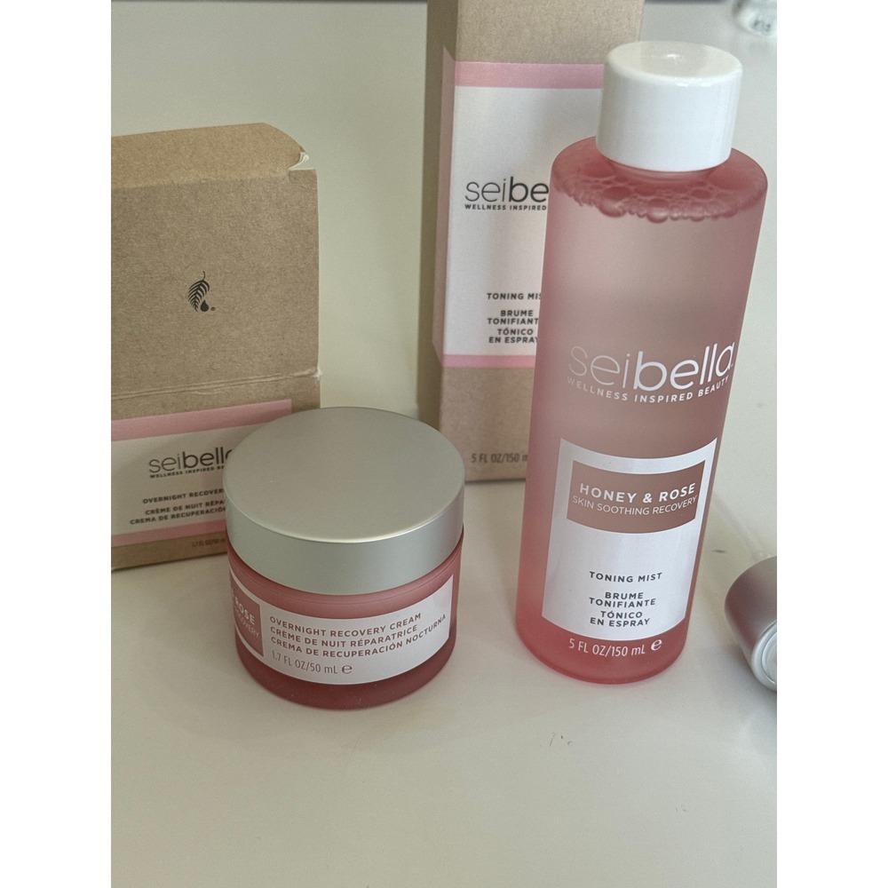Seibella‎ Toning Mist & Overnight Recovery Cream Honey & Rose 5oz & 1.7oz NIB